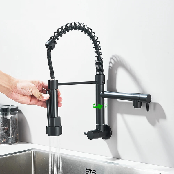 Torneira de Cozinha Industrial de Parede – Edição Premium Black & Gold