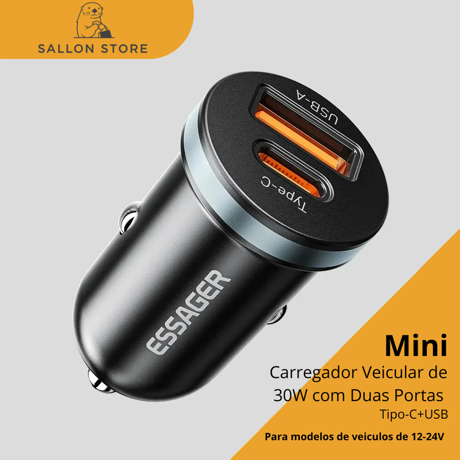 Carregador de Celular para Carro USB-C 30W