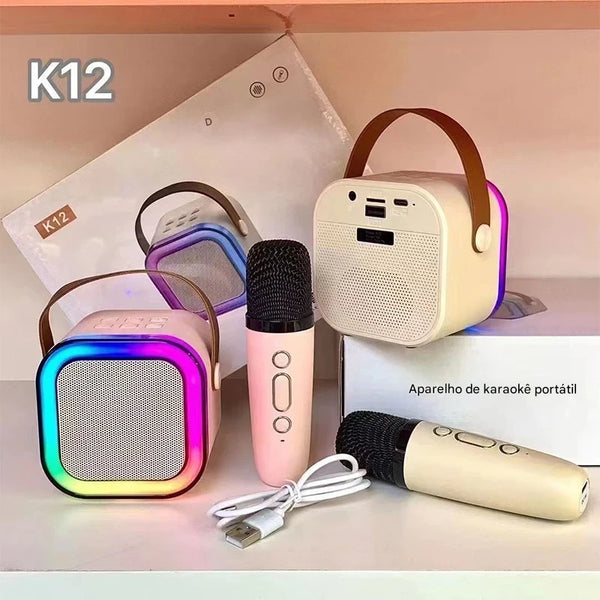 Caixa de Karaokê K12 com 1–2 Microfones Sem Fio