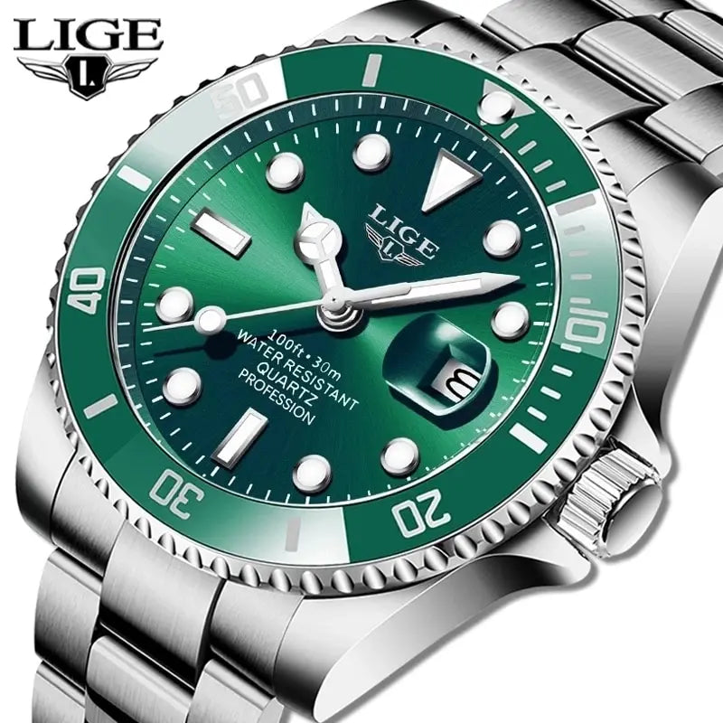 Relógio Masculino LIGE Luxo Quartz 30ATM