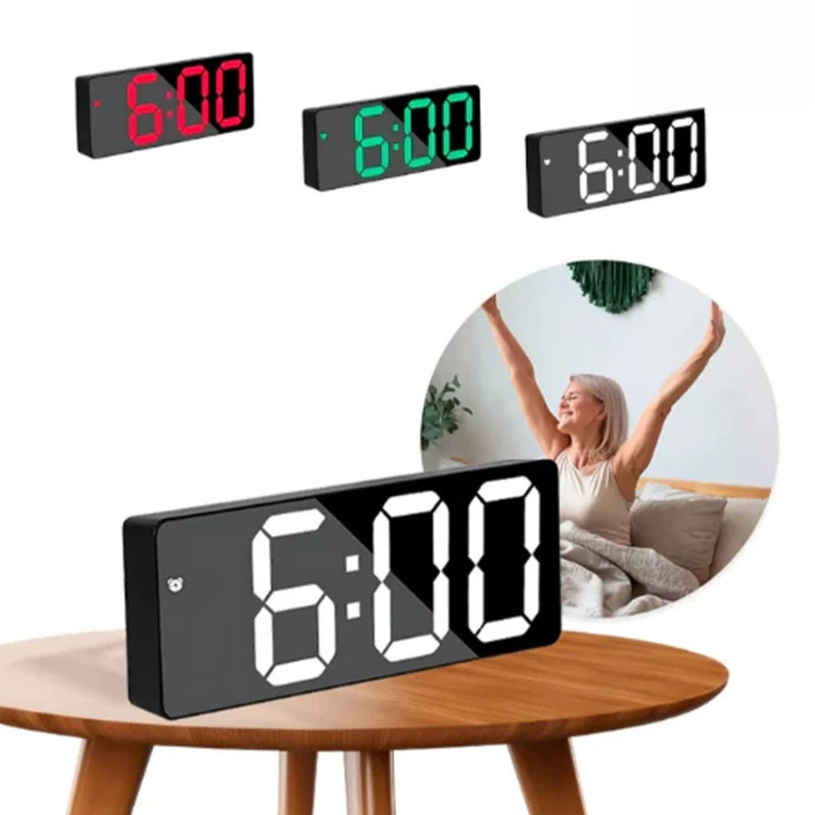 Relógio Despertador Digital Espelhado com LED