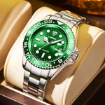 Relógio Masculino LIEBIG Verde e Prata Luxo em Aço Inoxidável