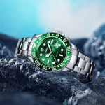 Relógio Masculino LIEBIG Verde e Prata Luxo em Aço Inoxidável