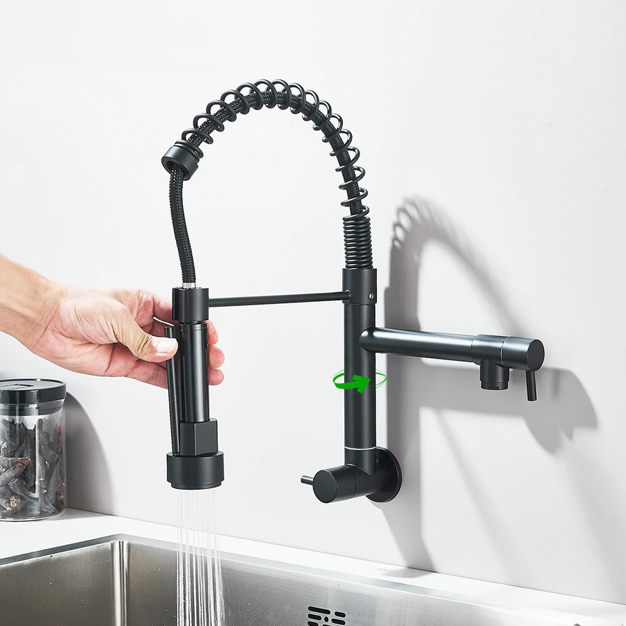 Torneira de Cozinha Industrial de Parede – Edição Premium Black & Gold