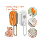 Queima de Estoque 🔥🔥- Escova a Vapor 3 em 1 para Cães e Gatos – Removedor de Pelos, Massageador e Escova de Banho com Spray