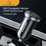 Carregador de Celular para Carro USB-C 30W