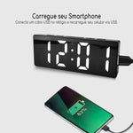 Relógio Despertador Digital Espelhado com LED