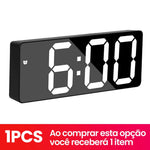 Relógio Despertador Digital Espelhado com LED
