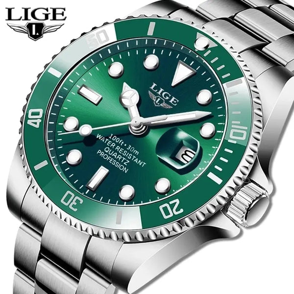 Relógio Masculino LIGE Luxo Quartz 30ATM