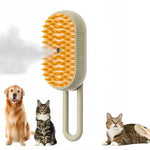 Queima de Estoque 🔥🔥- Escova a Vapor 3 em 1 para Cães e Gatos – Removedor de Pelos, Massageador e Escova de Banho com Spray