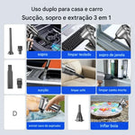 Mini Aspirador Portátil Sem Fio 4 em 1 – Super Sucção para Carro e Casa