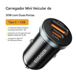 Carregador de Celular para Carro USB-C 30W